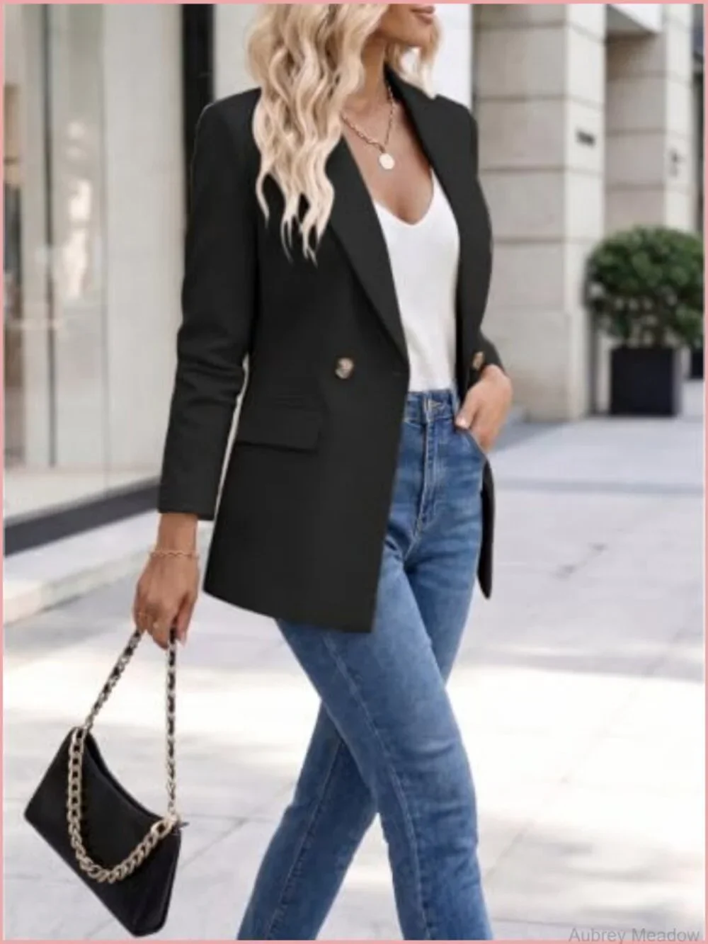 Double Breasted Blazer - Business Casual Work Office Suit Jacket